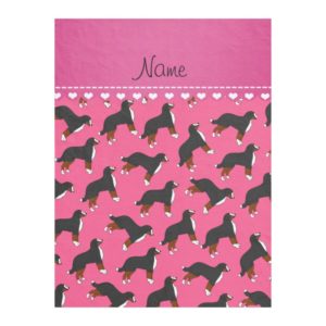 Personalized name pink Bernese Mountain dogs Fleece Blanket