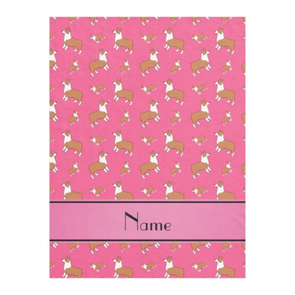 Personalized name pink Welsh corgi pembroke dogs Fleece Blanket
