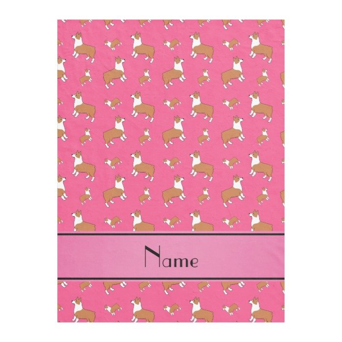 Personalized name pink Welsh corgi pembroke dogs Fleece Blanket