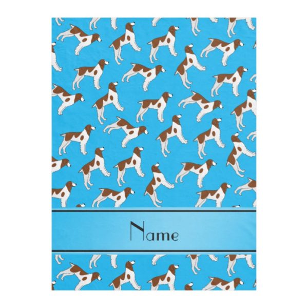 Personalized name sky blue brittany spaniel dogs fleece blanket