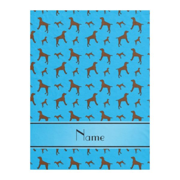 Personalized name sky blue Vizsla dogs Fleece Blanket