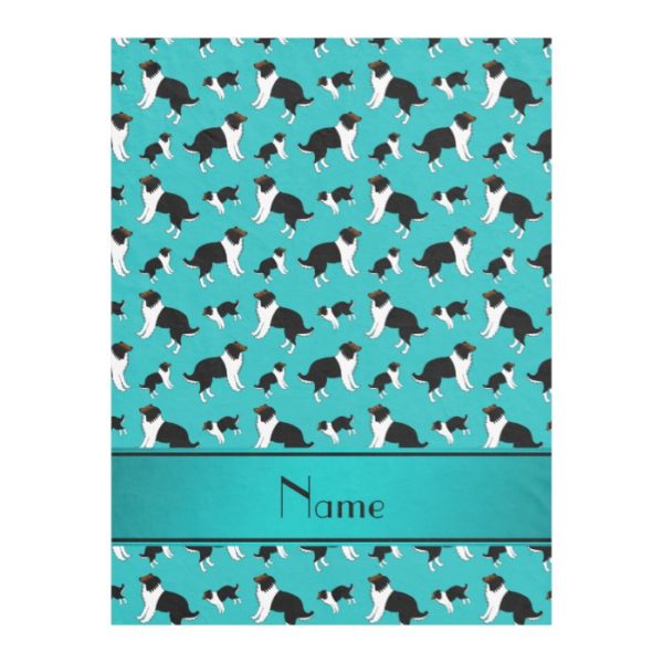 Personalized name turquoise Shetland Sheepdogs Fleece Blanket