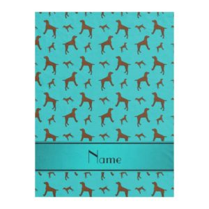 Personalized name turquoise Vizsla dogs Fleece Blanket