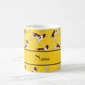 Personalized name yellow brittany spaniel dogs coffee mug