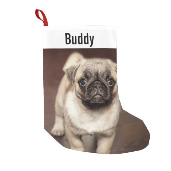 Personalized Pug Dog Photo and Your Pug Dog Name Small Christmas Stocking