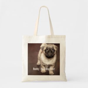 Personalized Pug Dog Photo and Your Pug Dog Name Tote Bag