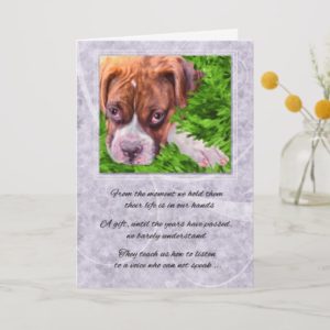 Pet Sympathy Loss of a Dog - Boxer with Purple Card