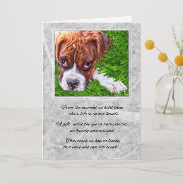 Pet Sympathy Loss of a Dog Boxer with Stone Gray Card