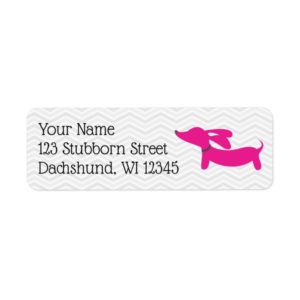 Pink and Gray Dachshund Retro Address Labels