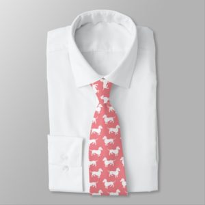 Pink and White Dachshund Pattern Neck Tie