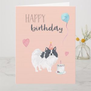 Pomeranian birthday card (black and white)