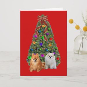 Pomeranian  Christmas Card Tree
