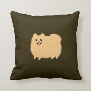 Pomeranian - Cute Dog on Chocolate Color Throw Pillow
