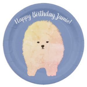 Pomeranian Dog,  Birthday Custom Paper Plates