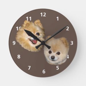 Pomeranian Dog Customizable Round Clock