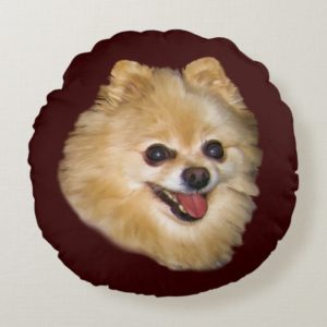 Pomeranian Dog Customizable Round Pillow