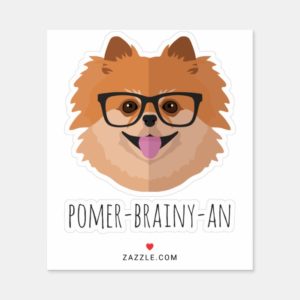 Pomeranian Dog In Nerd Glasses Custom Hipster Sticker