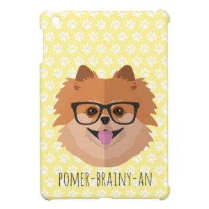 Pomeranian Dog In Nerd Glasses | POMER-BRAINY-AN Cover For The iPad Mini