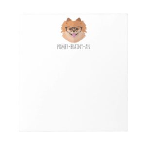 Pomeranian Dog In Nerd Glasses | POMER-BRAINY-AN Notepad