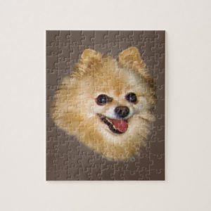 Pomeranian Dog on Brown Puzzle
