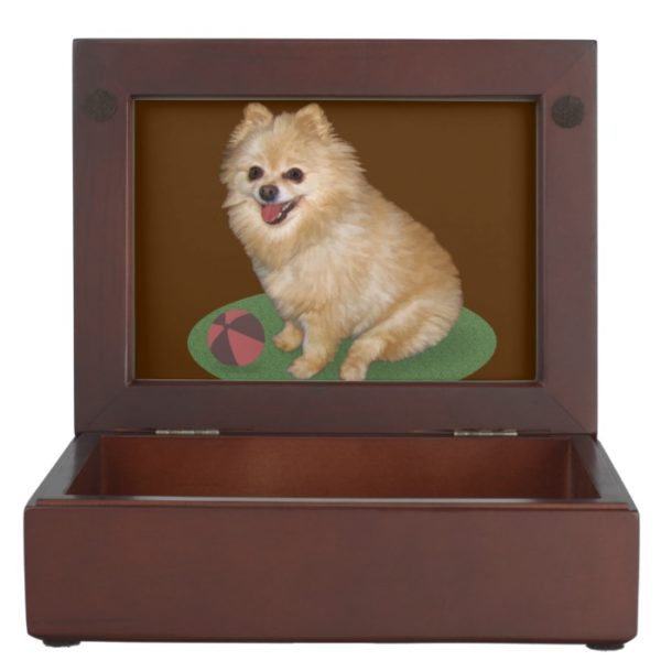 Pomeranian Dog with Ball Customizable Memory Box