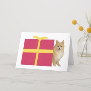 Pomeranian Gift Box Holiday Card