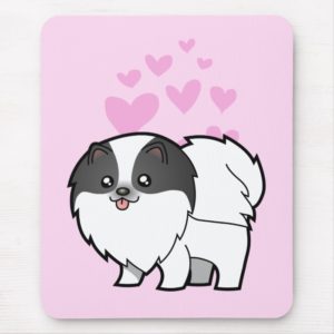 Pomeranian Love (black and white) Mouse Pad
