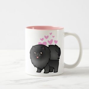 Pomeranian Love (black) Two-Tone Coffee Mug