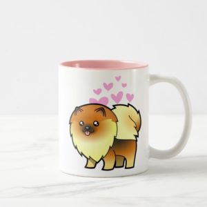 Pomeranian Love (red sable) Two-Tone Coffee Mug