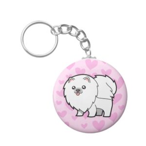 Pomeranian Love (white) Keychain