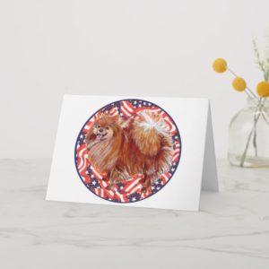 Pomeranian Red White & Blue Card