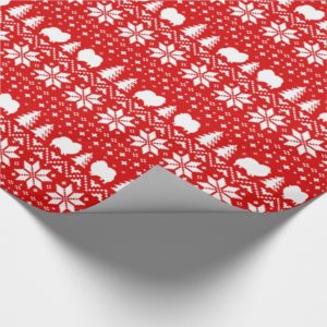 Pomeranian Silhouettes Christmas Sweater Pattern Wrapping Paper