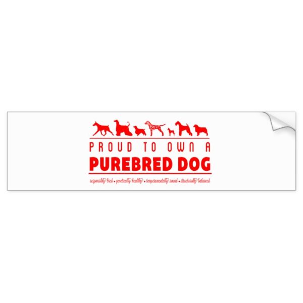 Proud to Own a Purebred Dog: Red Bumper Sticker