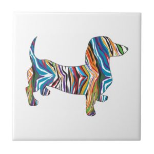 Psychedelic Dachshund Tile