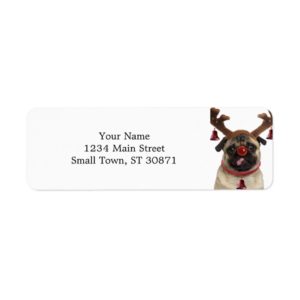 Pug antlers - christmas pug - merry christmas label