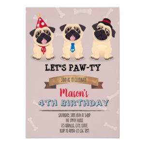 Pug Birthday party invitation