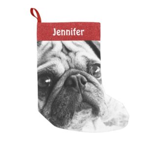 Pug Christmas Stocking fawn pug dog personalized