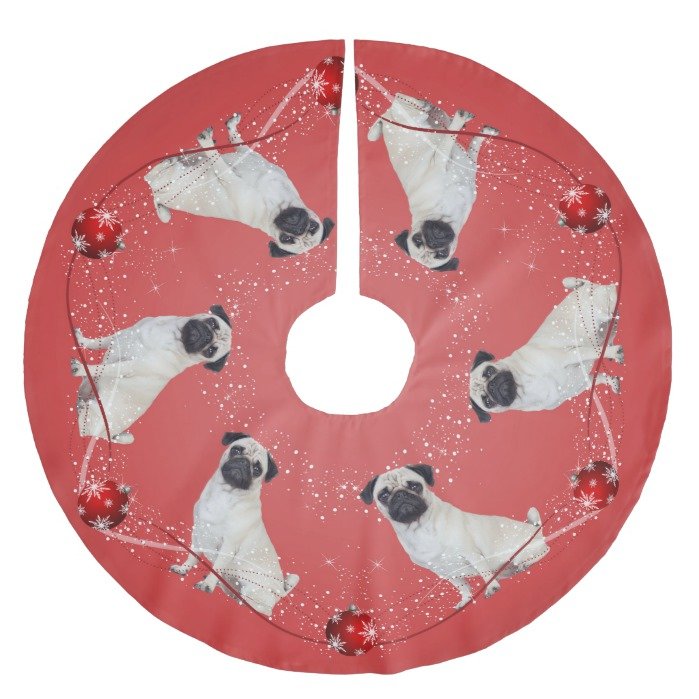 Pug Christmas Tree Skirt