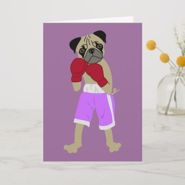 Pug Dog Boxing Gloves Boxer Card