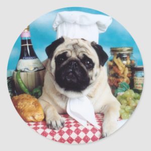 Pug Dog Chef Classic Round Sticker
