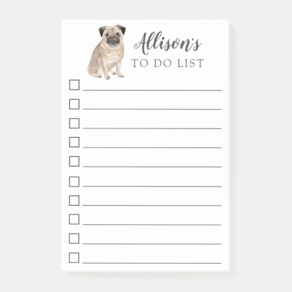Pug Dog Personalized To Do List Post-it Notes