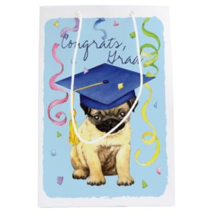 Pug Graduate Medium Gift Bag