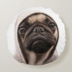 Pug In A Hoodie Round Pillow