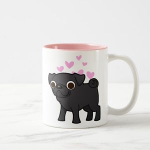 Pug Love (black) Two-Tone Coffee Mug
