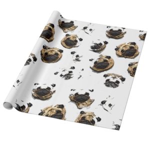 Pug Pattern wrapping paper bywhacky