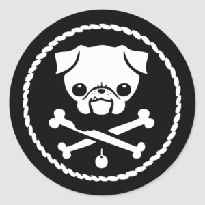 Pug Pirate Classic Round Sticker