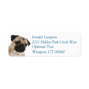 Pug Puppy Dog Return Address Name Label