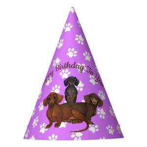 Purple Dachshund Party Hat