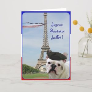 Quatorze Juillet French Bulldog greeting card