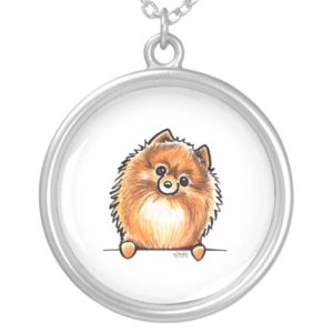 Red Pomeranian Paws Up Silver Plated Necklace
